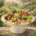 Nashibowu 24Pcs Mini Fairy Garden Accessories DIY Kit - Miniature Gnomes & Tiny Fairies House Set, Resin Animals, Bridge, Mini Pond & Mushrooms Figurines for Terrarium Micro-Landscaping