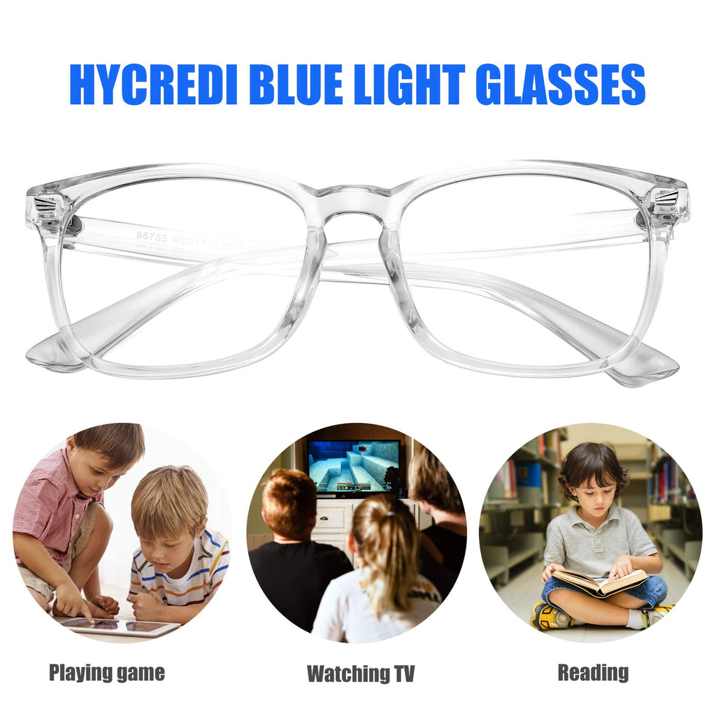 Hycredi Kids Blue Light Blocking Glasses，Anti Eyestrain & UV Protection, Computer Gaming TV Phone Glasses for Boys Girls-(Clear Pink+Clear+Leopard)