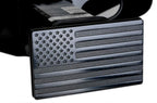 USA American Flag Metal Trailer Hitch Cover with Locking Pin (Fits 2" Receivers, Black)