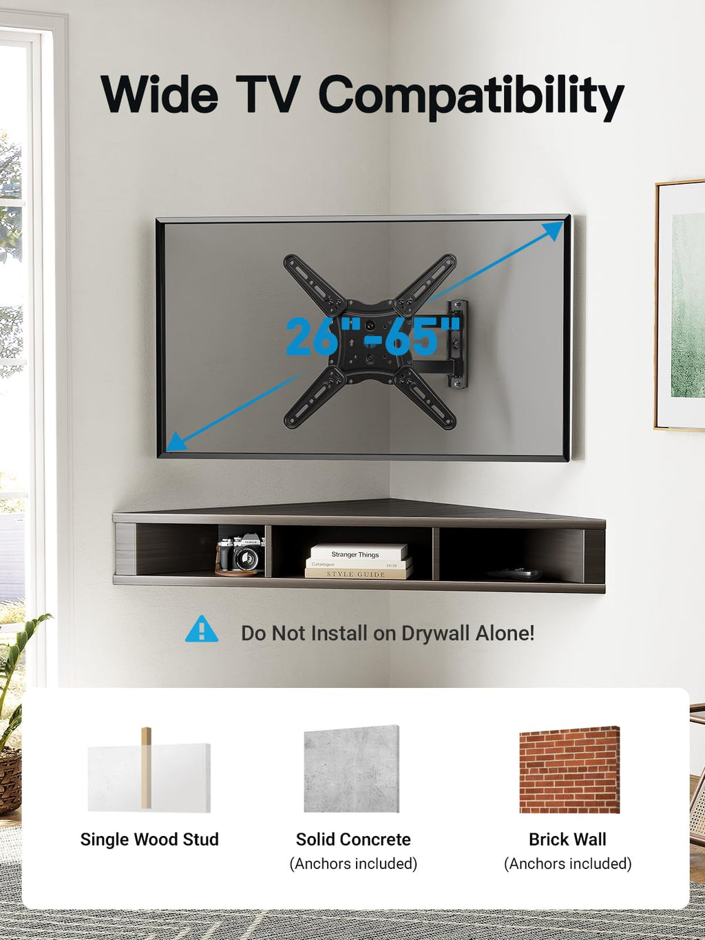 Pipishell Full Motion TV Wall Mount for 26–65 inch TVs up to 80 lbs
