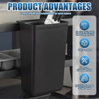Briwooody 2 Pcs Large Capacity Trash Bins for Bussing Cart 22" H, 9" W, 13"L Attachable Trash Can Hauler for Rolling Utility Cart Accessories Wastebasket Polyethylene Plastic Restaurant Tub