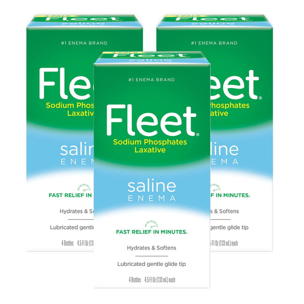 Fleet Laxative Saline Enema for Adult Constipation, 4.5 fl oz, 4 Bottles (Pack of 3)