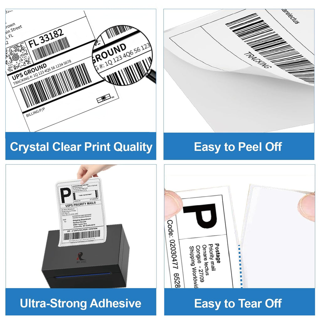 HUOJI 4x6 Thermal Labels, Perforated, 500/Stack, Commercial Grade