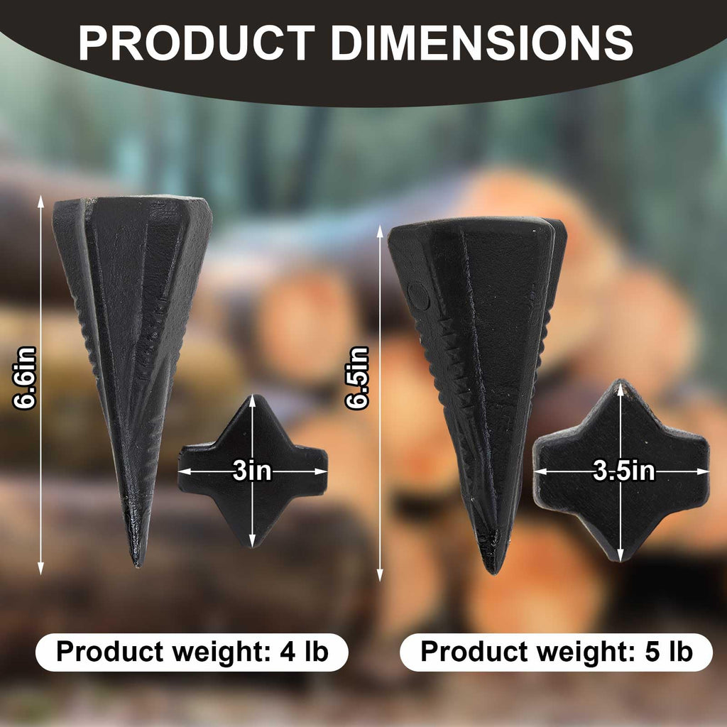 Otoolling 4 & 5 Lbs 2 Pcs Wood Splitting Wedges Manual Log Splitter, Black