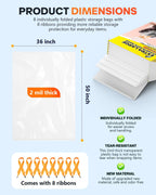36x50 Inch Extra Large Clear Plastic Storage Bag for Luggage Cover, 8 Pack