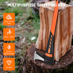 Chopping Axe, Hand Axe, Camp Hatchet for Splitting Kindling and Chopping Branches, Wood Chopping Axe 6.8 lb with 36-in Fiberglass Handle (L)