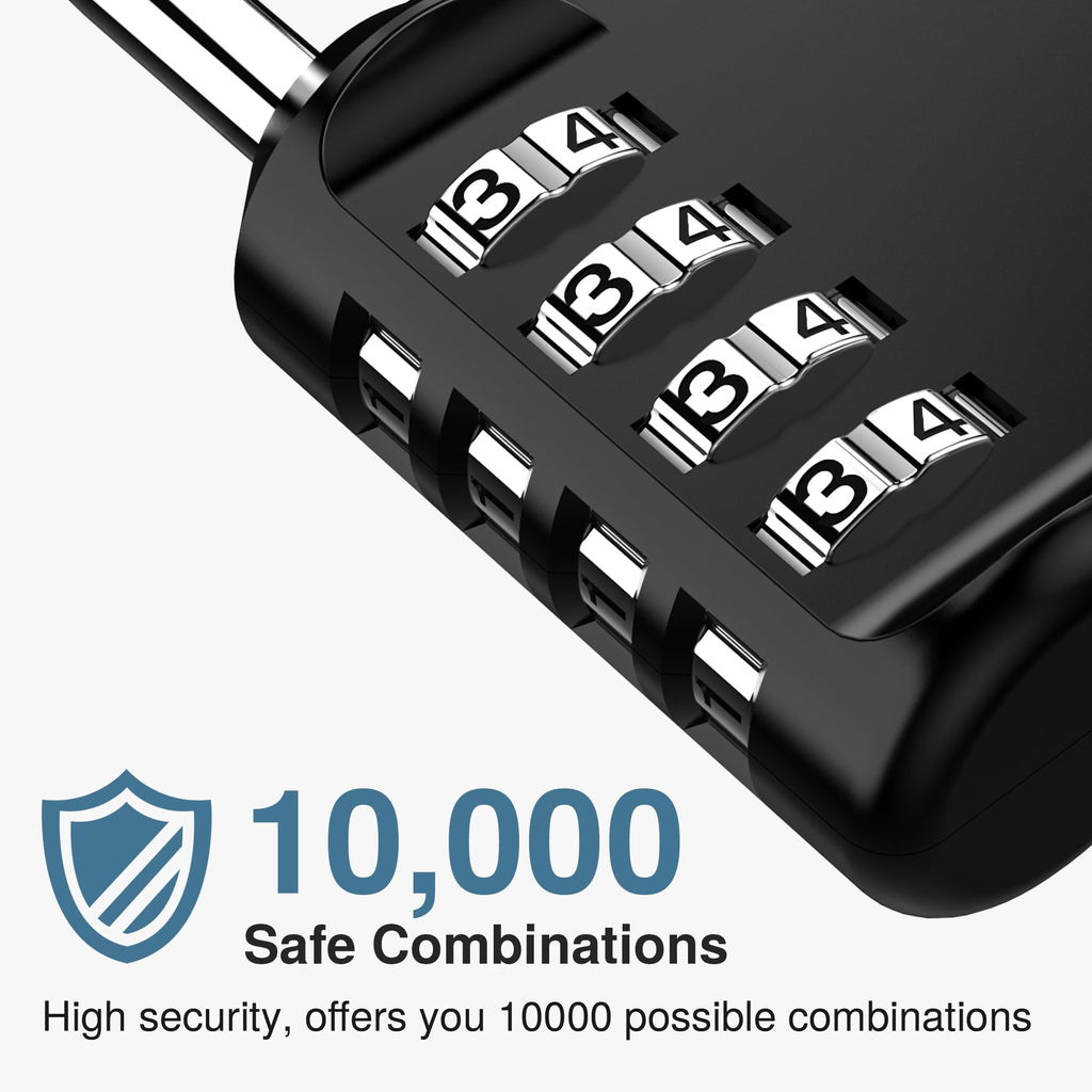 Puroma 10 Pack Combination Lock for Locker 4 Digit Outdoor Waterproof Padlock for School, Gym, Sports, Fence, Toolbox, Gate, Case, Outdoor, Hasp Storage, Cabinets (Black)