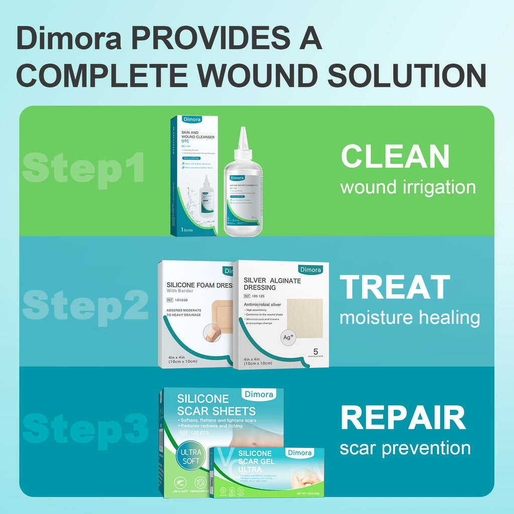 Dimora Sacrum Foam Dressing Silicone Adhesive Border 7" x 7" (5 Packs)