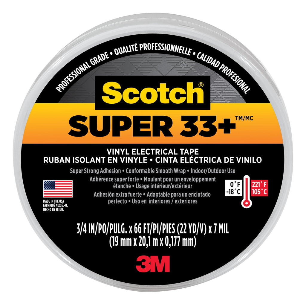 Scotch 3M Super 33+ Vinyl Electrical Tape.75-Inch by 66-Feet, 10-Pack