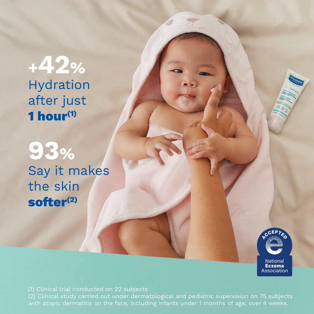 Mustela Stelatopia Eczema-Prone Skin Emollient Baby Face Cream - Face Moisturizer with Natural Avocado & Sunflower Oil - Fragrance-Free - 1.35 fl. oz.