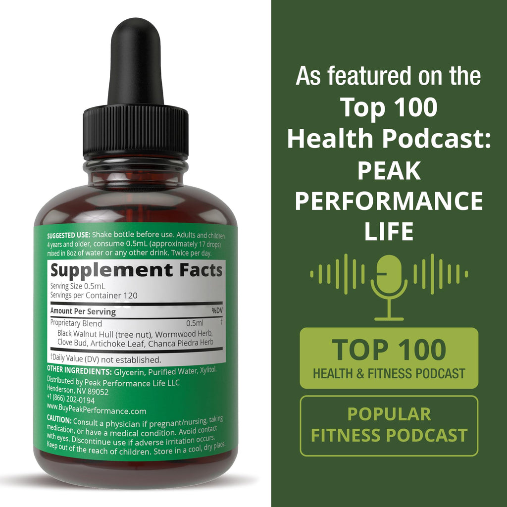 Wormwood Black Walnut Clove Cleanse for Humans. Elimination Detox + Intestinal Support Liquid Tincture Supplement for Adults and Kids. with Artichoke and Chanca Piedra for Additional Benefits