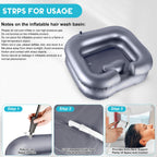 Inflatable Shampoo Basin, Loc Detox Tub for Dreads, Shampoo Buddy Bowl for Bedridden, Disabled,Injured with 2.5 GL Portable Water Shower Bag（Silvery）