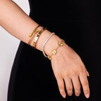 GIVCHO 18K Gold Plated Nail Love Bangle Bracelet Set for Women Stackable Floral Clover Adjustable Tennis Bracelet Non Tarnish Gift Jewelry for Christmas Valentines Birthday Mother's Day (Green)