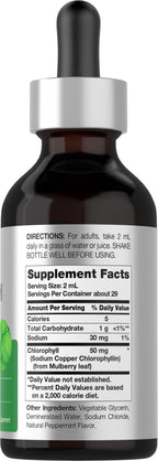 Horbäach Liquid Chlorophyll Drops | 2 oz | Vegan, Non-GMO, and Gluten Free Formula | Natural Peppermint Flavor