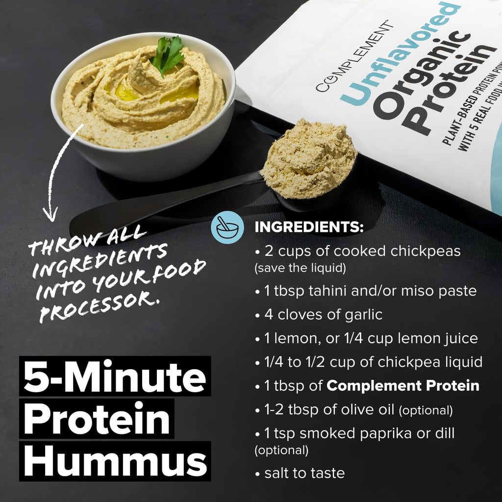Complement Vegan Unflavored Protein Powder - Organic Protein Low Carb, Low Calorie, Sugar Free, Soy Free, Non-GMO, Gluten Free - 15g Yellow Pea, Pumpkin Seed Plant-Based Protein (15 Servings)