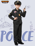 Spooktacular Creations 14PCS Halloween Police Costume for Kids, Black Police Officer Costume for Boys, Toddler Cosplay RolePlay Themed Party (Small, 5-7 yrs)