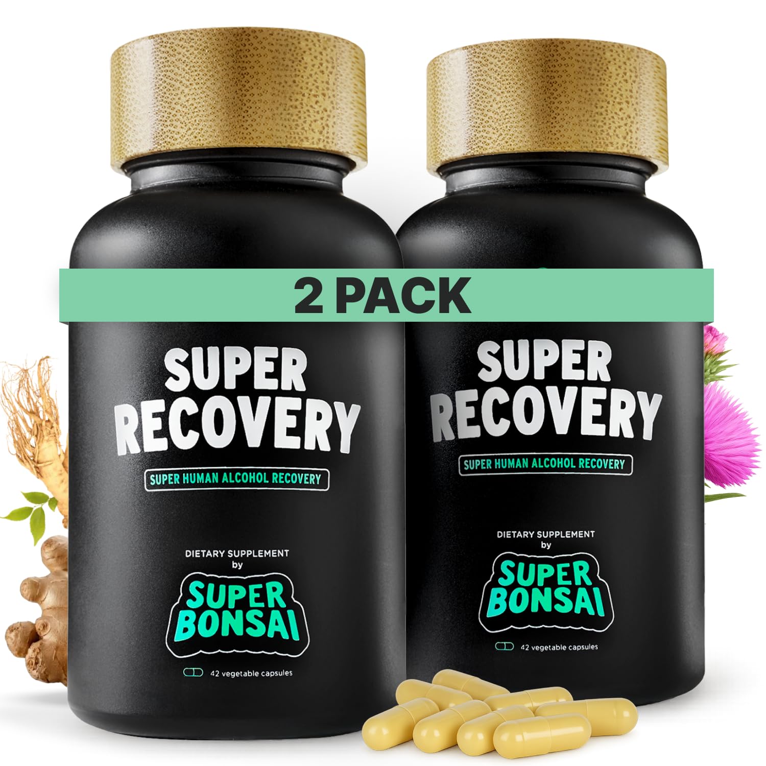 SuperBonsai Super Recovery Capsules for Post Celebration and Morning Relief - All Natural Holistic Support - 3 Capsules Taken Before Drinking and an Optional Serving After (28 Servings)