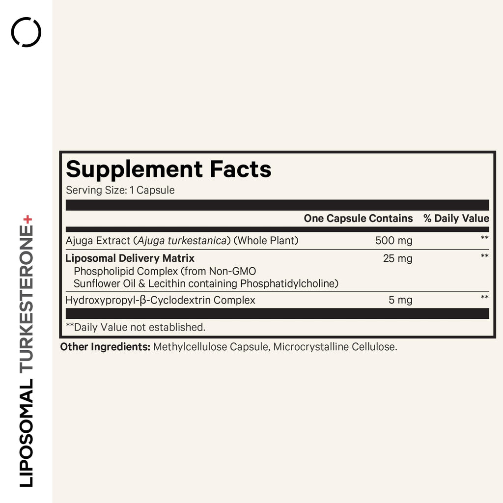 Codeage Turkesterone Supplement, 4-Month Supply, Hydroxypropyl-β-Cyclodextrin, Liposomal Delivery, Sports, Pre & Post-Workouts, Ajuga Turkestanica, Vegan, Gluten-Free, Non-GMO - 120 Capsules