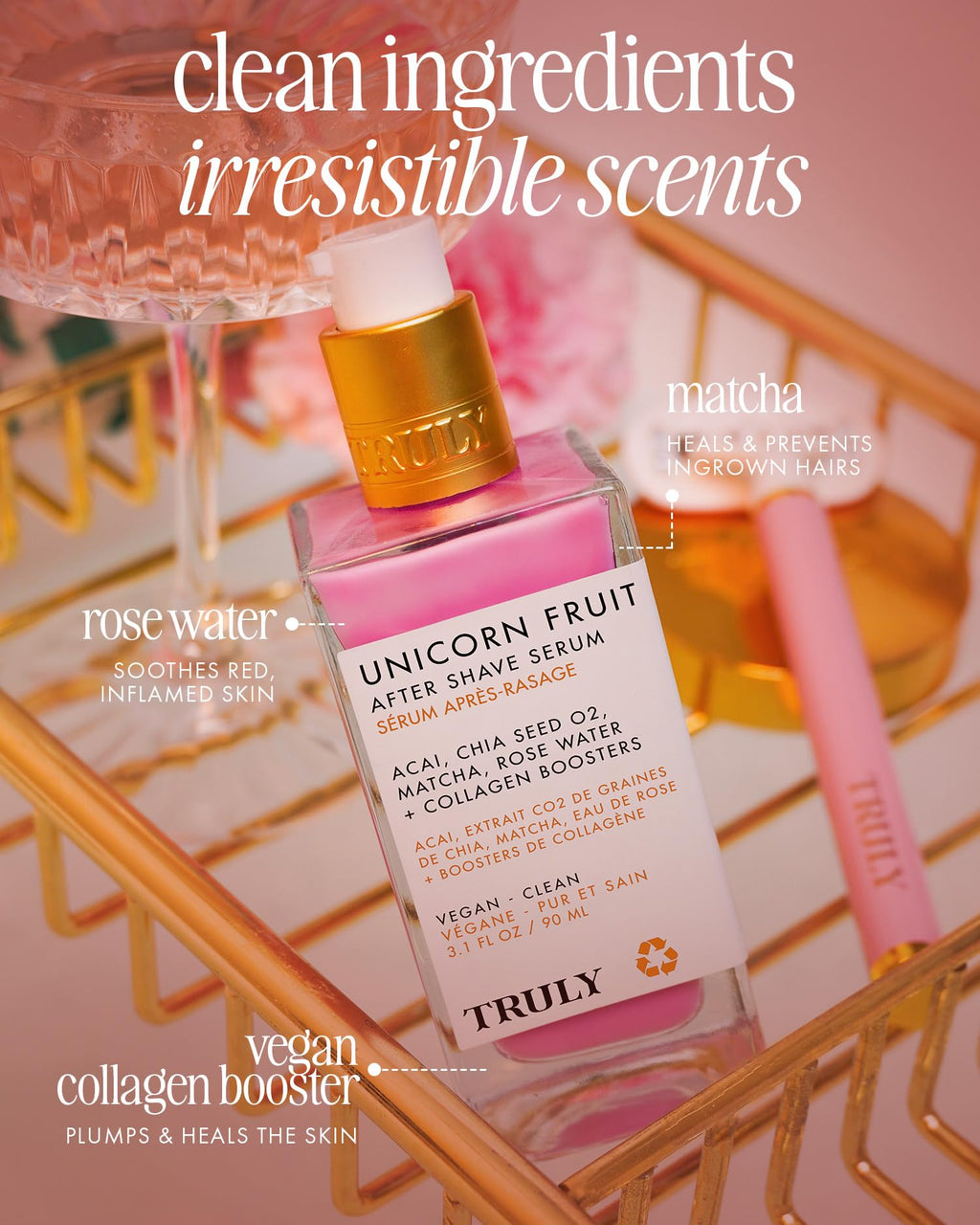 Truly Beauty Unicorn Fruit After Shave Serum | Rejuvenating Ingrown Hair Treatment & Redness Relief | Acai, Matcha & Rose Water | Hydrates, Soothes, & Smooths Skin | Cotton Candy Scent (3.1 fl oz)