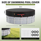 9 Ft Round Pool Cover, Solar Covers for Above Ground Pools, Stock Tank Pool Cover Protector with Accessories, Round Hot Tub Cover Ideal for Waterproof and Dustproof