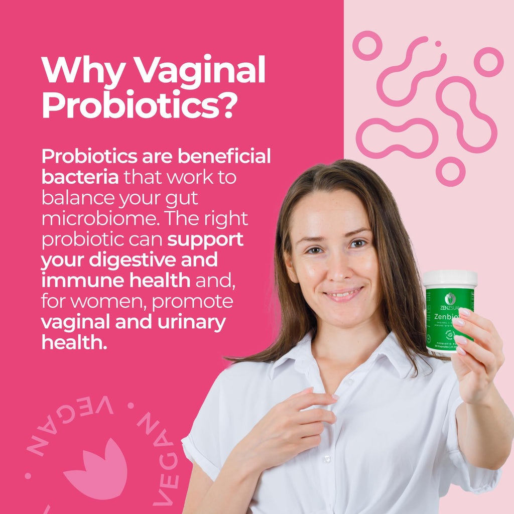 ZENZSUAL Zenbiotic Probiotics Support for Women – 25 Billion CFU, Vaginal Health & pH Balance Support, Odor & Yeast Control, Gut & Digestive Health, Urinary Comfort, Hormone Balance, 30 Vegan Capsules