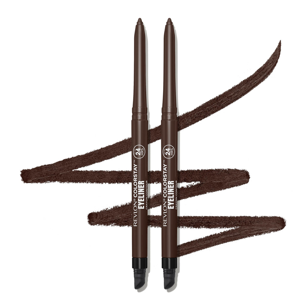 Revlon ColorStay Pencil Waterproof Eyeliner, Smudge-Proof, Eye Makeup with Built-In Sharpener, 202 Black Brown, 2 pack