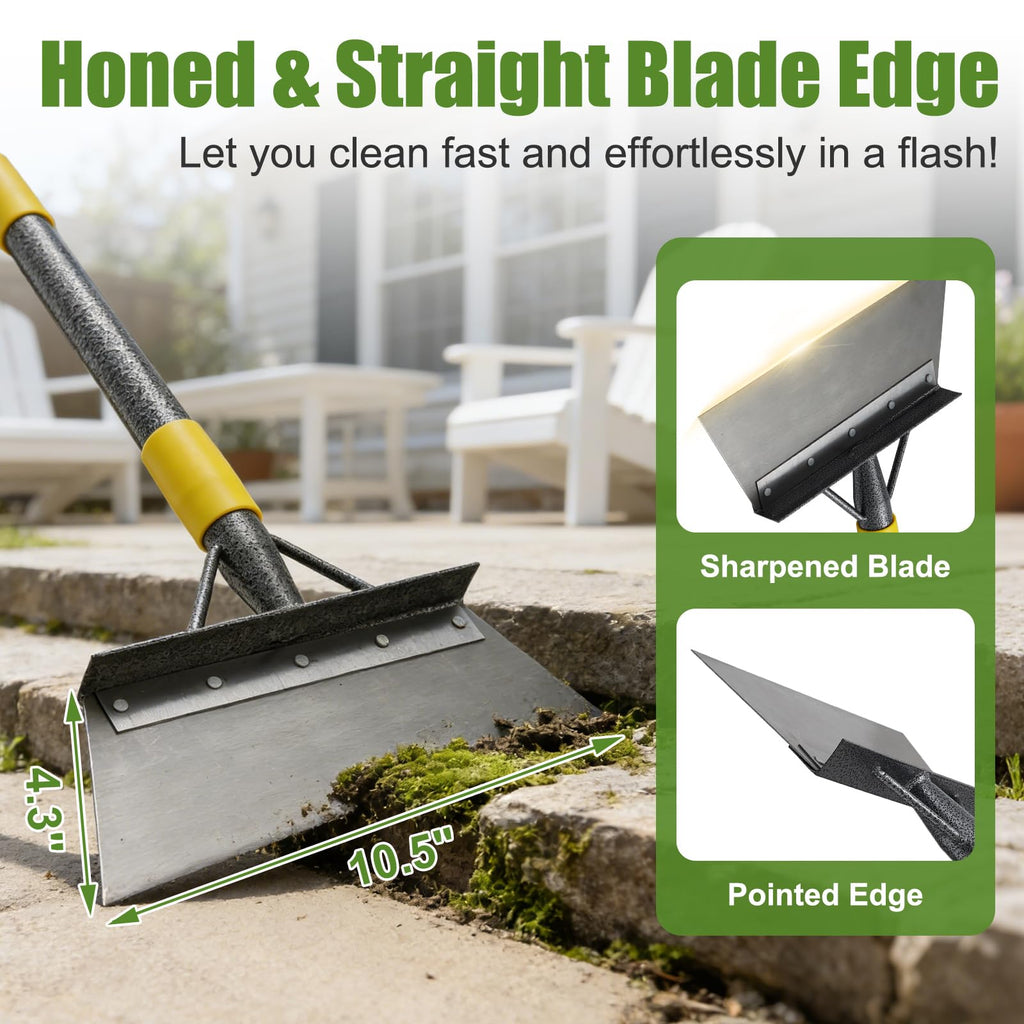 Floor Scraper Long Handle Heavy Duty, 60" Metal Ice Scraper for Driveway, Multifunctional Weed Scraper for Weed Cleaning Edging Trenching & Removing Snow Ice Dirty Moss