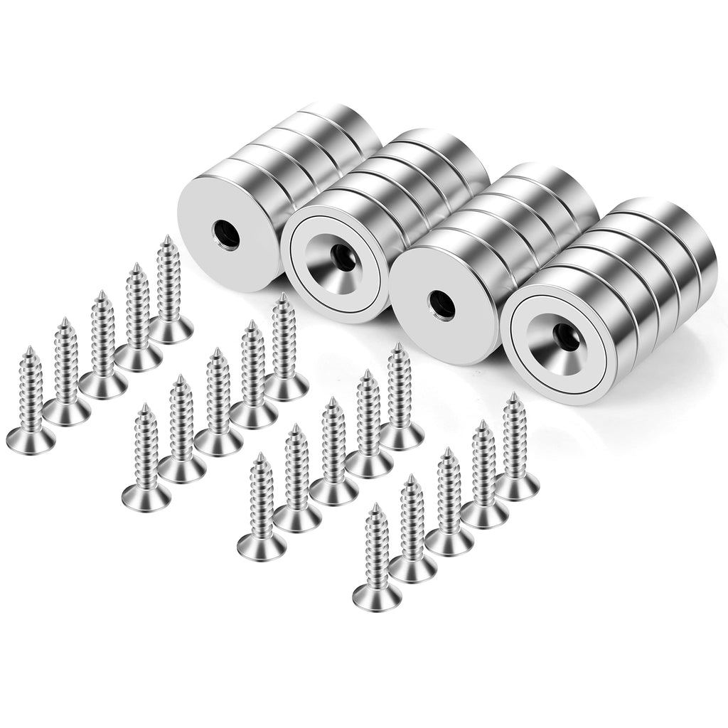 Neosmuk Silver Magnets with Screws,40lbs+ Heavy Duty Rare Earth 20 Pack