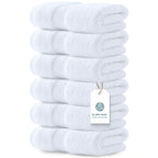 White Classic Luxury White Hand Towels - 100% Turkish Cotton, 16x30, 6 Pack