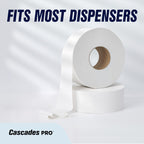 Cascades PRO Select Jumbo Roll Premium Bath Tissue 2-Ply - Suitable for universal dispensers -Toilet Paper is Septic Tank Safe, Certified, Recycled - 1000' length/Roll, 12 Rolls/Box - B140 - White