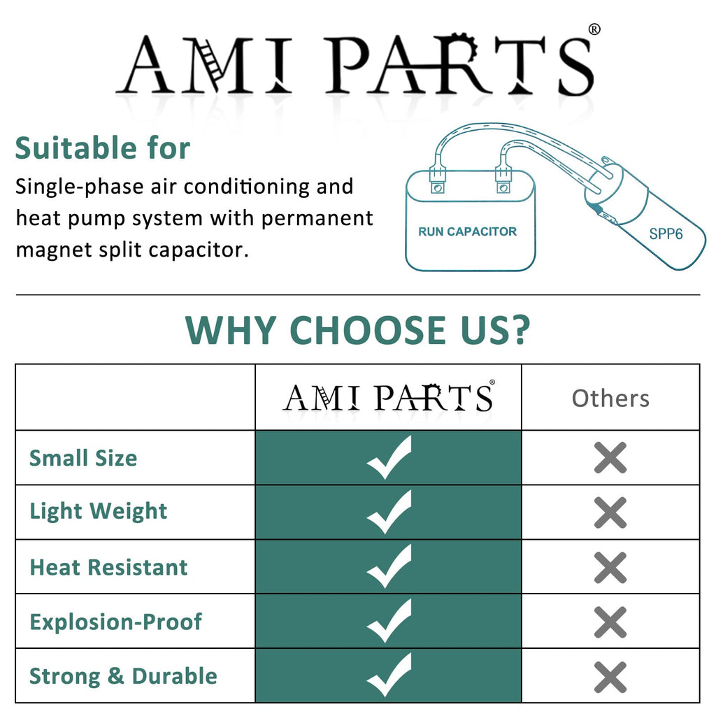 AMI PARTS SPP6 Hard Start Capacitor Replacement 115V Thru 288VAC Hard Start kit for air Conditioner Units from 4,000 to 120,000(1/2 Thru 10H.P.),Increases Compressor Torque 500% 2pcs