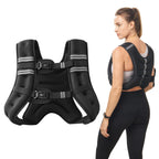 ZELUS Weighted Vest, 6lb/8lb/12lb/16lb/20lb/25lb/30lb Weight Vest with Reflective Stripe for Workout, Strength Training, Running, Fitness, Muscle Building, Weight Loss, Weightlifting, Black(16 lb)