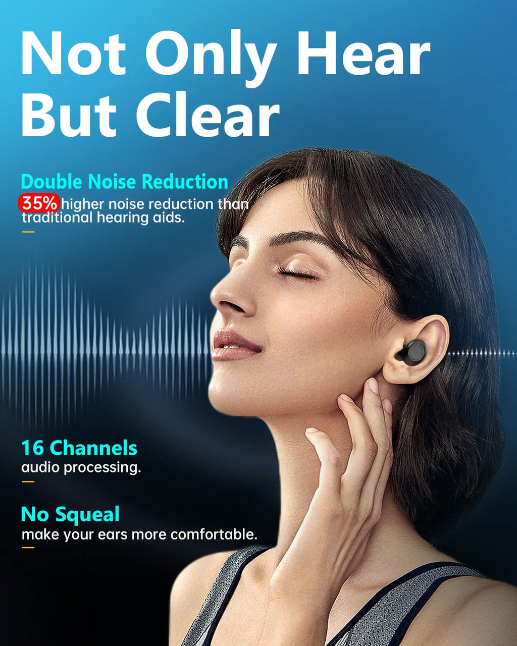 Hearing Aids Reachrgeable-Hearing Aids For Senior,Digital Hearing Amplifier Sound Amplifier for Ears Hearing Aid Earbuds Devices for Adult, Black