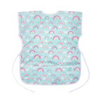 Bumkins Short Sleeve Smock, Toddler Reusable Waterproof Bib for Girls and Boys Ages 3-7 Years, Junior Childrens, Kids Paint Apron, Arts, Crafts and Play with Pocket, Soft Fabric, Rainbows Blue