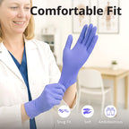 SwiftGrip Disposable Nitrile Exam Gloves, 3mil, Medium, Box of 50, Violet Nitrile Gloves Disposable Latex Free for Medical, Cleaning, Cooking & Esthetician, Food-Safe, Powder-Free, Non-Sterile, Purple