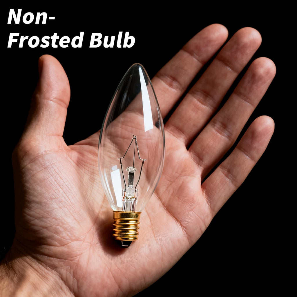 CYLYT 6-Pack E12 Candelabra Light Bulbs 25W, Dimmable Warm White 2500K Chandelier Light Bulbs for Indoor, B10 Clear Bulbs (Gold Base)