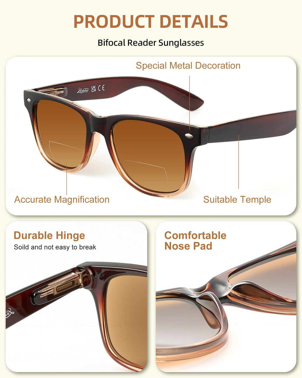 LADEESSE 3 Pack Bifocal Reading Sunglasses for Women, UV400 Sun Readers Glasses Spring Hinge Outdoor Sunglasses +2.00