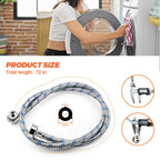 6FT Washer Stainless Steel Hoses with 90 Degree Elbows by Beaquicy - Burst Proof 3/4" FHT Standard Thread - 2 Pack Red and Blue Braided Hoses for Hot and Cold Water Supply - 10 Year Warranty