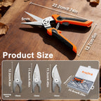 Preciva 4-in-1 Garden Pruning Shears, Gardening Shears with 4 Size Sharp High Carbon Martensitic Stainless Steel Blade, Rustproof, Wear-resistant, Removable, Multi-functional Gardening Tool