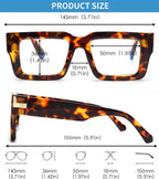 JM 3 Pack Oprah Style Reading Glasses for Women Men with Spring Hinge, Fashion Oversized Square Blue Light Blocking Readers +2.5