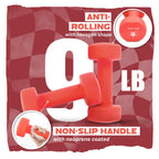 Yes4All 9 lbs Dumbbells Neoprene with Non Slip Grip ��� Great for Total Body Workout ��� Total Weight: 18 lbs (Set of 2)