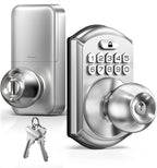 TEEHO TE003 Keyless Entry Keypad Door Lock with Handle, Electronic Digital Smart Locks for Front Door, Smart Door Knob with Code for Bedroom, Auto Lock, Passage Mode, Easy to Install, Satin Nickel
