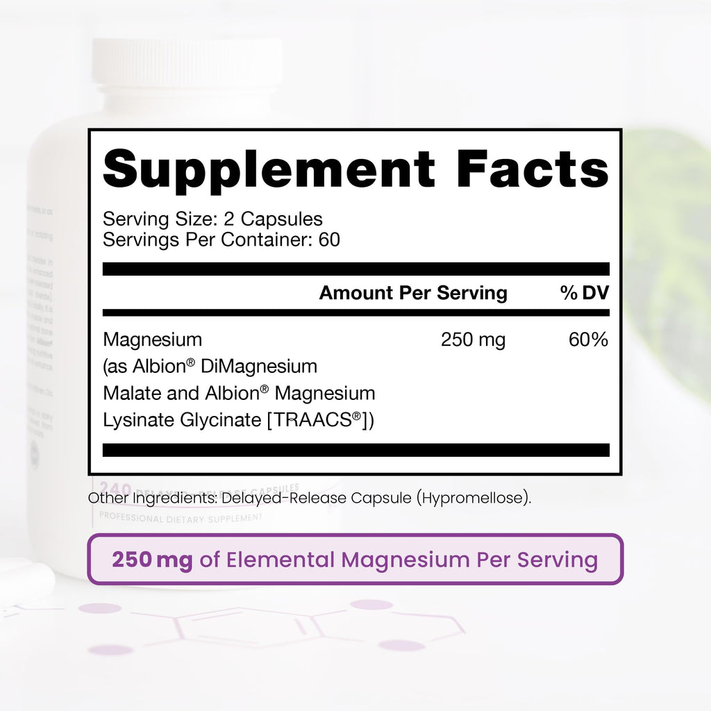 Pure TheraPro Rx Optimum Magnesium Lysinate Glycinate & Di-Magnesium Malate, Made in USA | 2 Month Supply | Chelated for Maximum Absorption, Supports Bone Health & Energy, Non-GMO