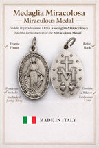 MIRACULOUS MEDAL ORIGINAL DESIGN, CATHOLIC VIRGIN MARY PENDANT, MADE IN ITALY, SILVER PLATED BRASS, RELIGIOUS JEWELRY GIFT FOR WOMEN MEN