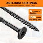 #10 x 3-1/2” Deck Screws, 500Pcs Star Drive Wood Screws, Rust Resistant Timber Screws for Timber/Log/Landscaping Wood, T25 Star Bit Included, Black