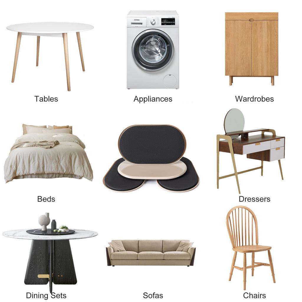 Furniture Sliders, Furniture Sliders Pads for Hardwood Floors, Chair Legs Floors Protectors, Reusable Round Glides Glider, Heavy Duty Furniture Movers Sliders (8 Pcs, 5 3/4inch x 9 1/2inch,Coffee)