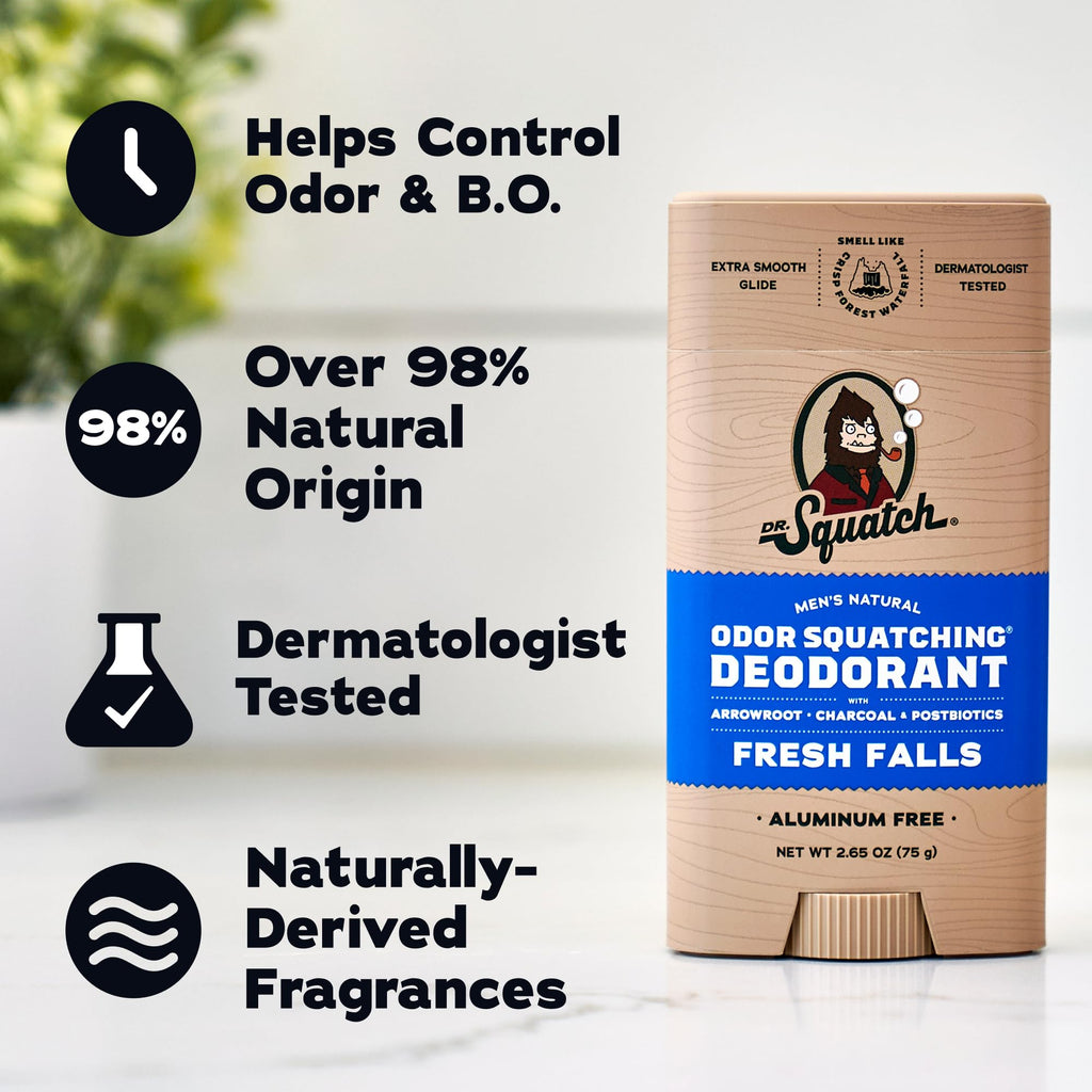 Dr. Squatch Natural Men’s Deodorant, Aluminum Free Deodorant Men (3-Pack)