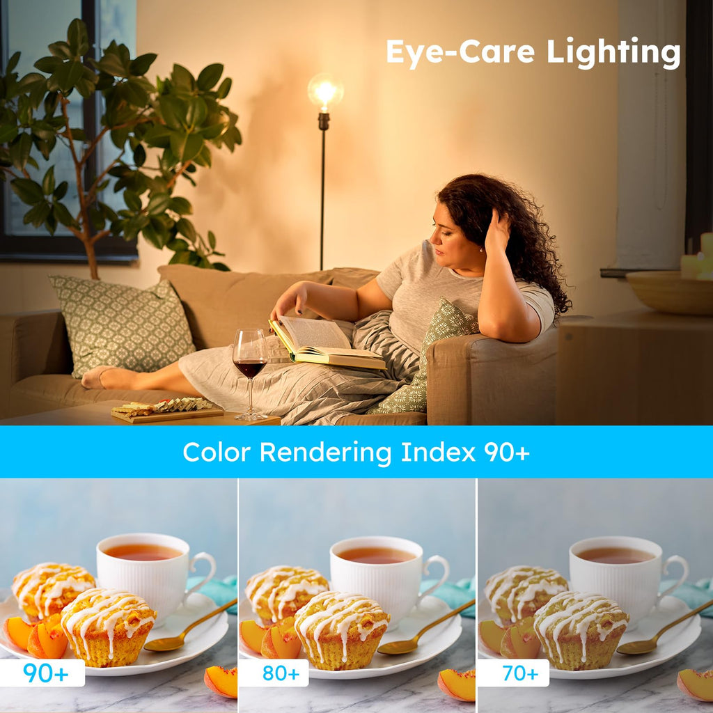 G16.5 E12 Globe LED Bulb, 2700K Warm White Dimmable, 60W Equivalent