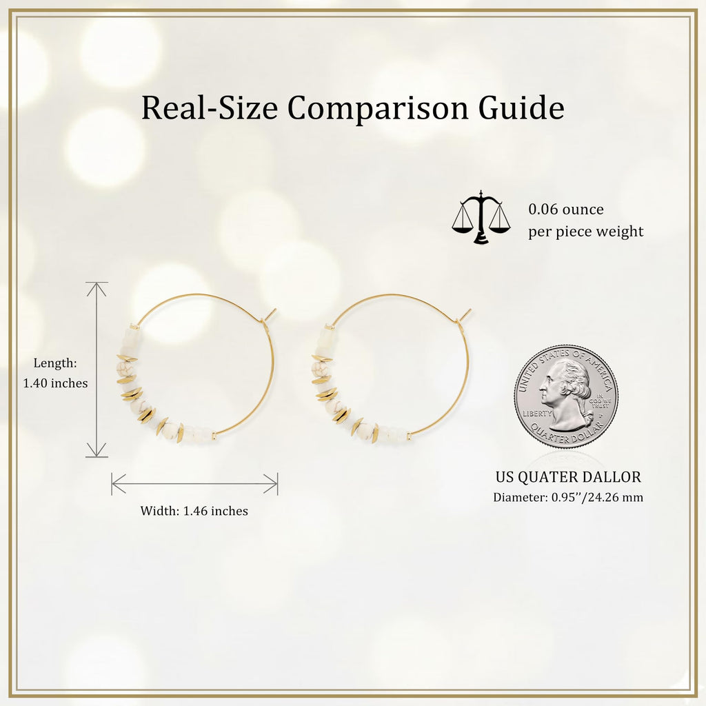 Frigotine Gold Boho Shell Beaded Hoop Earrings for Women, Retro Circle Mother of Pearl Handmade Lightweight Jewelry Christmas Holiday Beach Accessories Gift