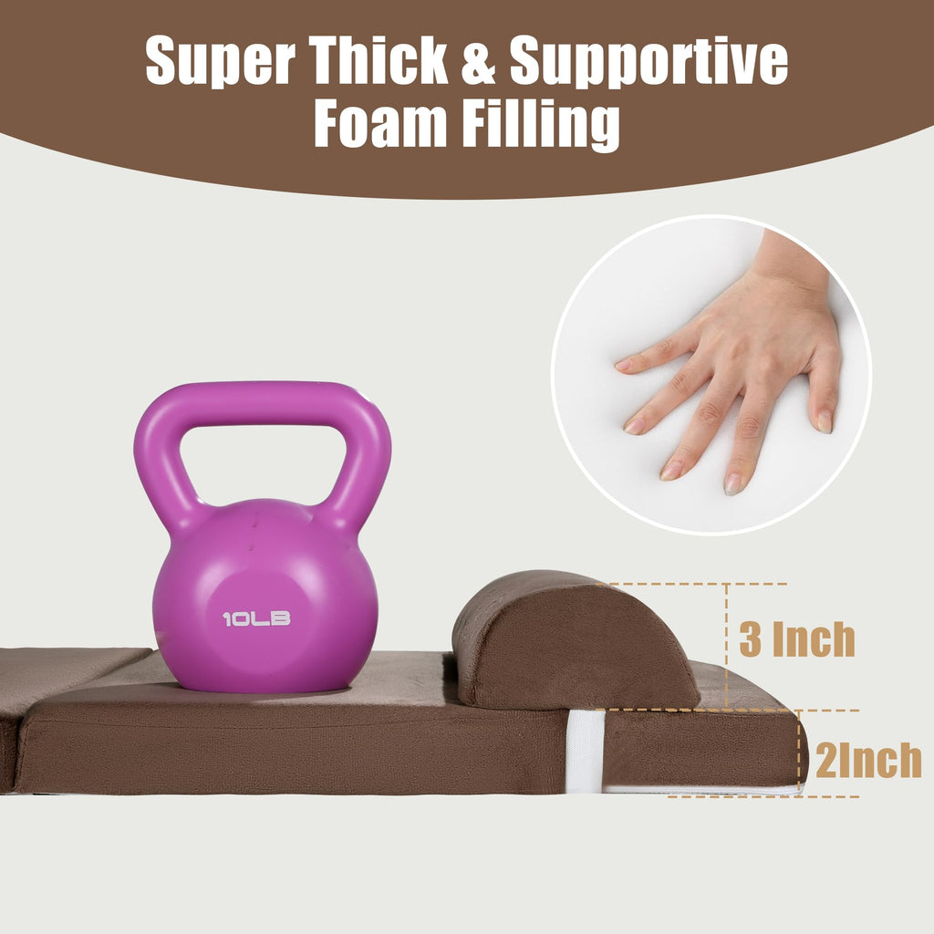 HOMBYS 5-in-1 Recliner Seat Cushion for Elderly+Lumbar Support Pillow + Leg Pad, with Adjustable Half Moon Neck Pillow & Footrest, High Density Foam Filling with Velvet Fabric, Thick & Non-Slip